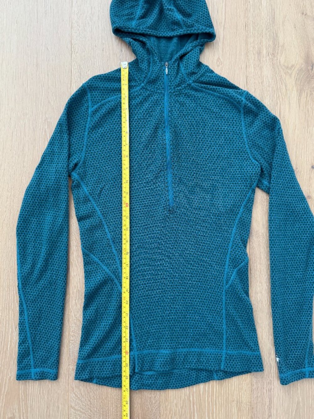 Smartwool Shirt Women Medium Merino Wool Hoodie 1/2 Zip Teal Blue Base Layer - Picture 7 of 13
